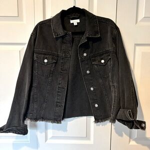 Top shop Cropped Oversized Black Denim Jacket